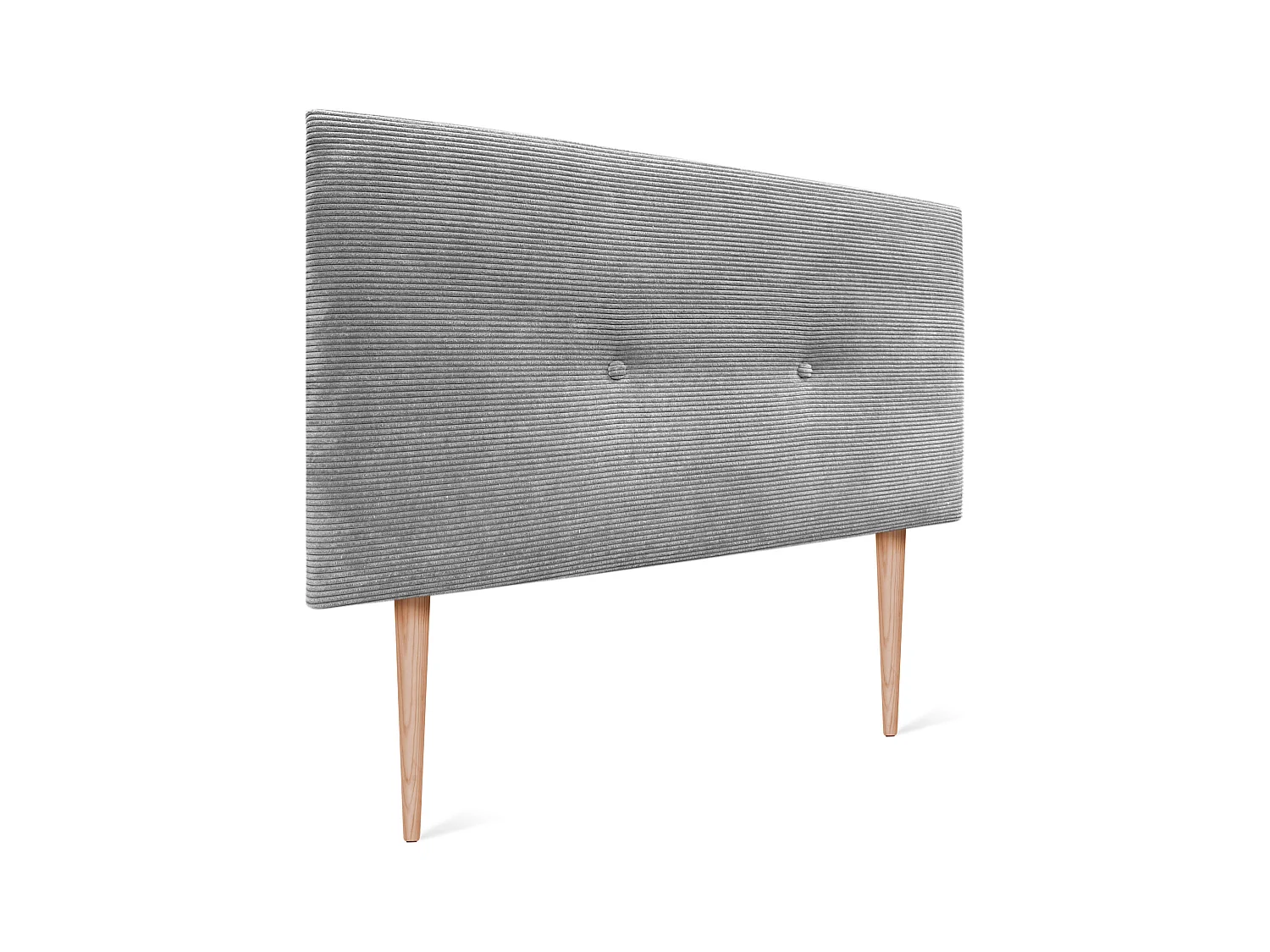 DHOME Testiera in velluto a coste tinta unita con bottoni 90x105 cm con gambe letto 80/90 - Grigio