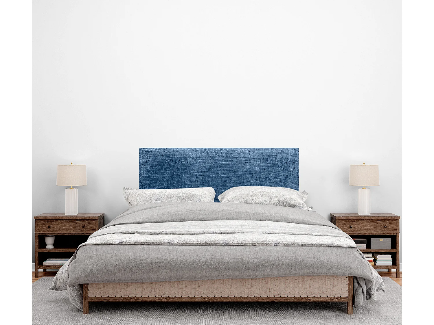 DHOME Tête de Lit en laine naturelle 105x50cm pour Lits 105 - Bleu