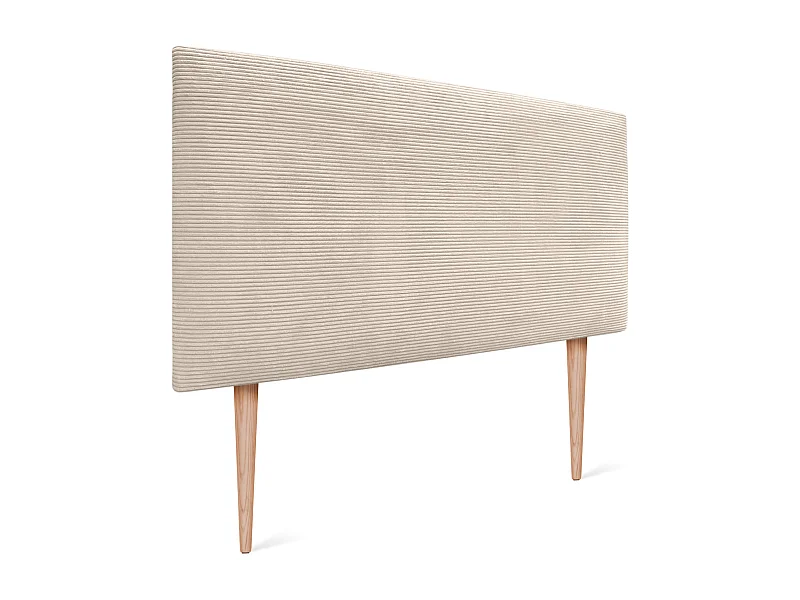 DHOME Glattes Cord-Kopfteil 80x115 mit Bettbeinen 80/90 – Beige