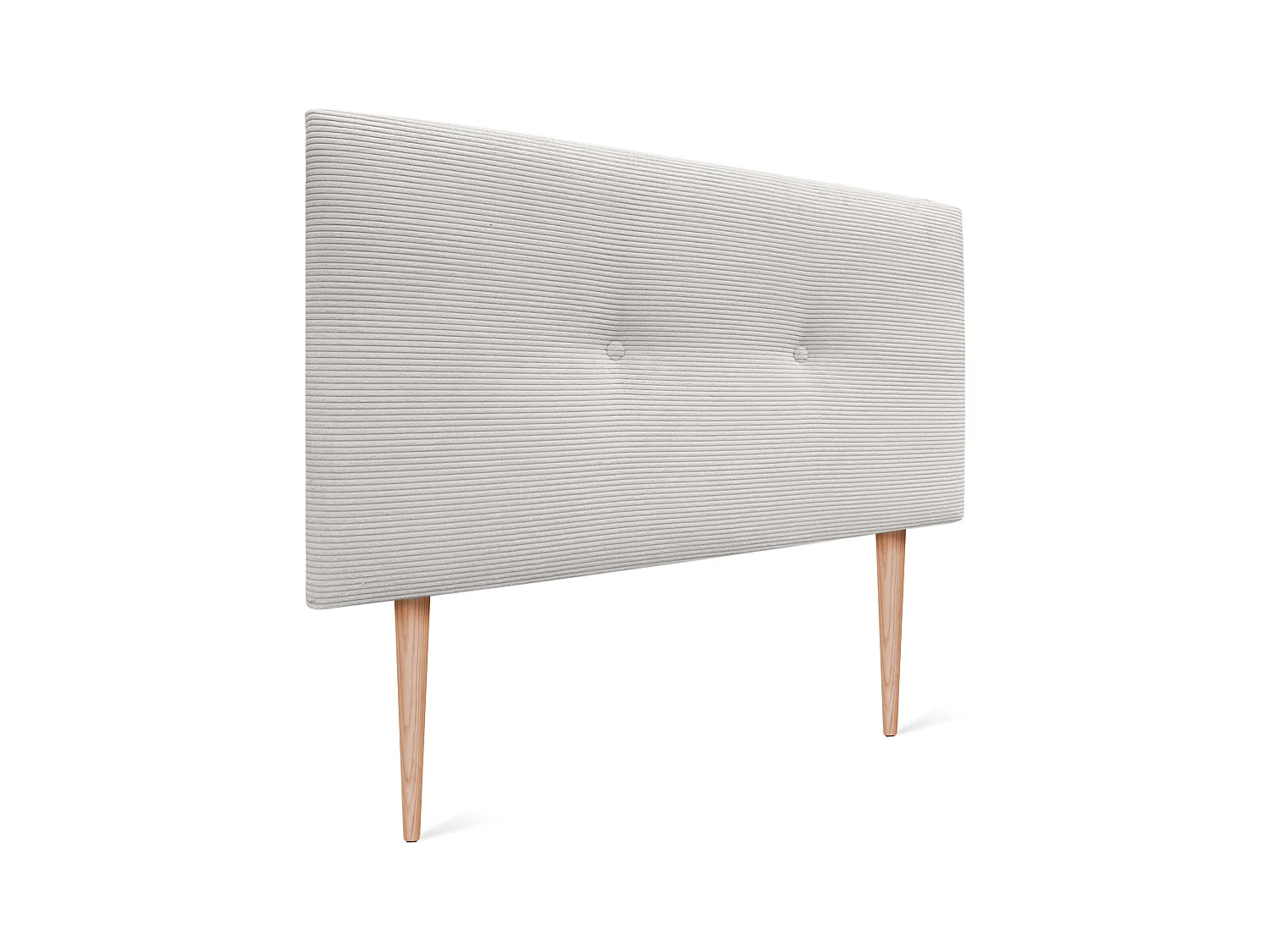 DHOME Tête de Lit Velours Côtelé Uni avec Boutons 80x115 avec Pieds de Lit 80/90 - Blanc Os