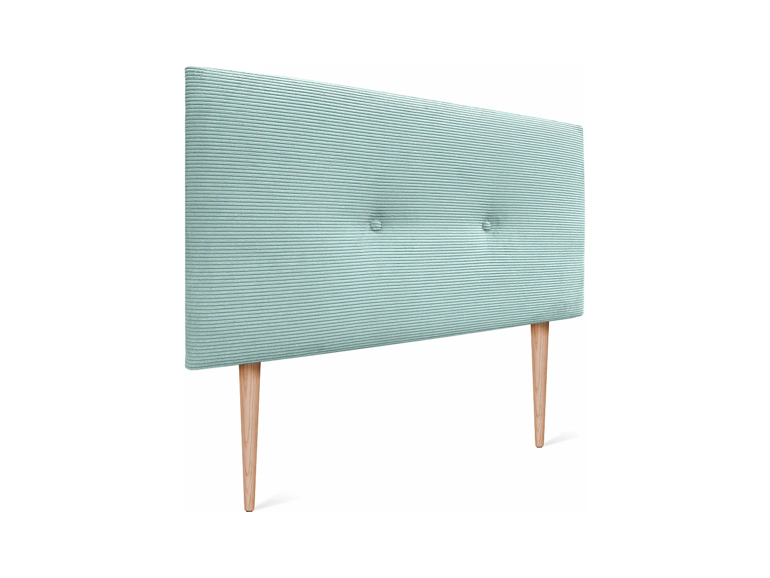 DHOME Effen corduroy hoofdbord met knopen 160x115 met bedpoten 150/160 - Aquagroen