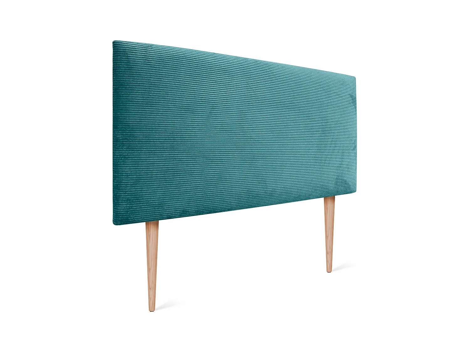 DHOME Tête de Lit Velours Côtelé Uni 110x115 avec Pieds de Lit 105 - Turquoise