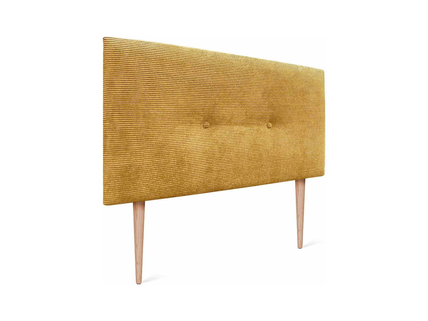 DHOME Tête de Lit Velours Côtelé Uni avec Boutons 135x115 avec Pieds de Lit 120/135/140 - Moutarde
