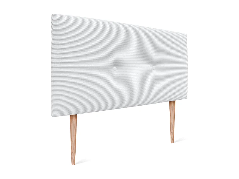 DHOME Tête de Lit Velours Côtelé Uni avec Boutons 135x105 avec Pieds de Lit 120/135/140 - Blanc