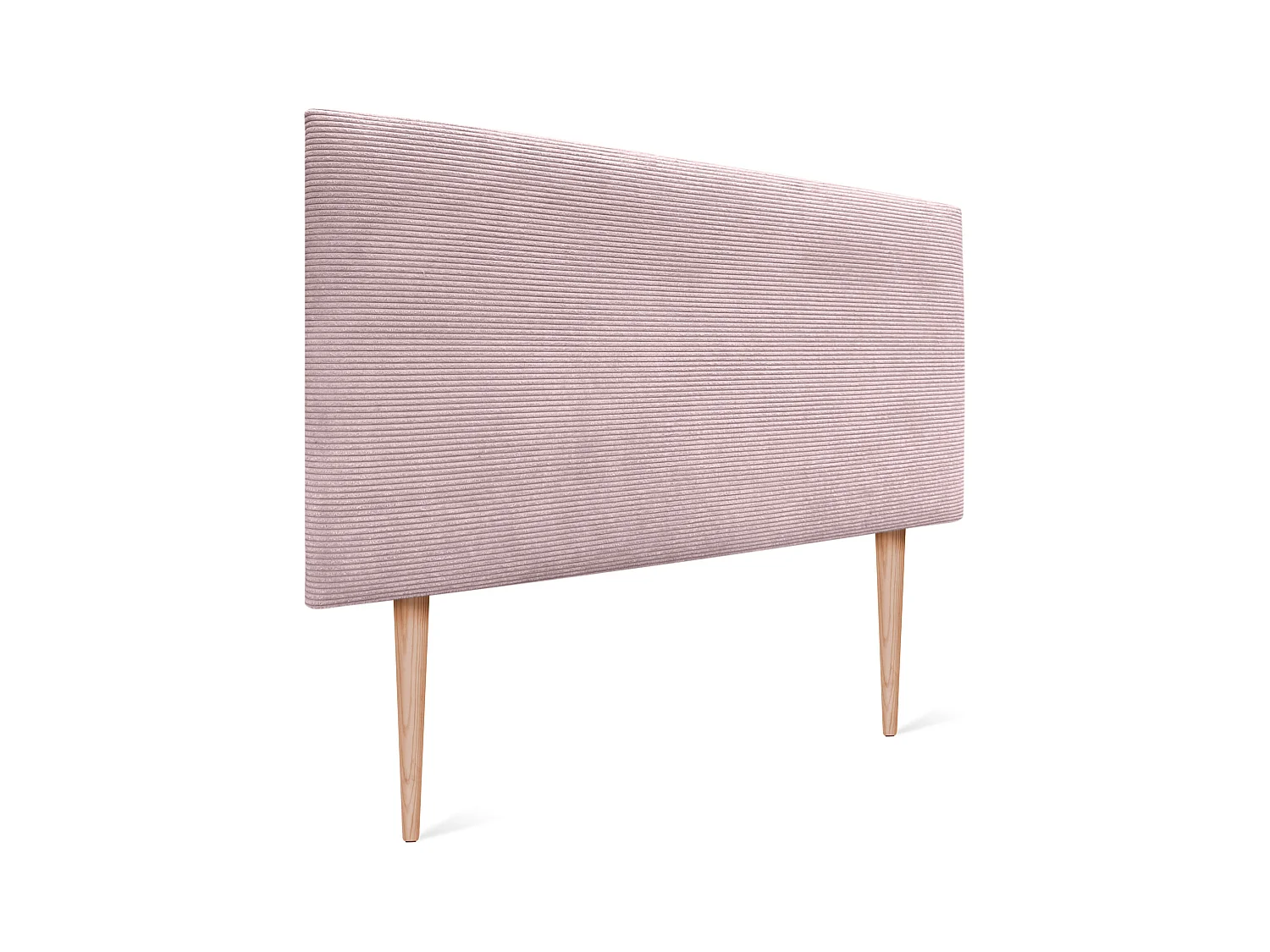 DHOME Tête de Lit Velours Côtelé Uni 135x115 avec Pieds de Lit 120/135/140 - Rose Pâle