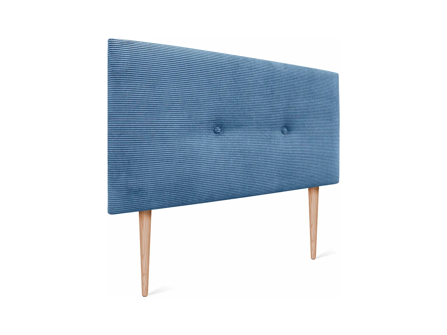 DHOME Einfarbiges Cord-Kopfteil mit Knöpfen 135 x 115 mit Bettbeinen 120/135/140 – Blau