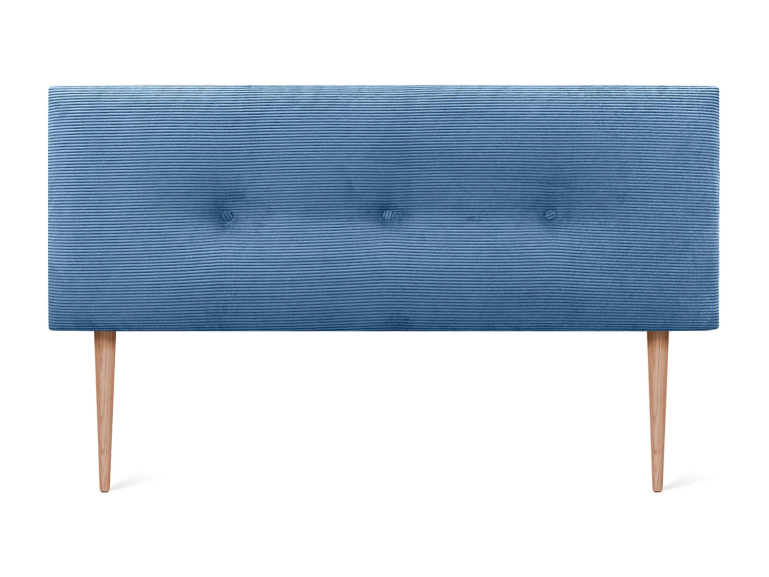 DHOME Tête de Lit Velours Côtelé Uni avec Boutons 135x115 avec Pieds de Lit 120/135/140 - Bleu