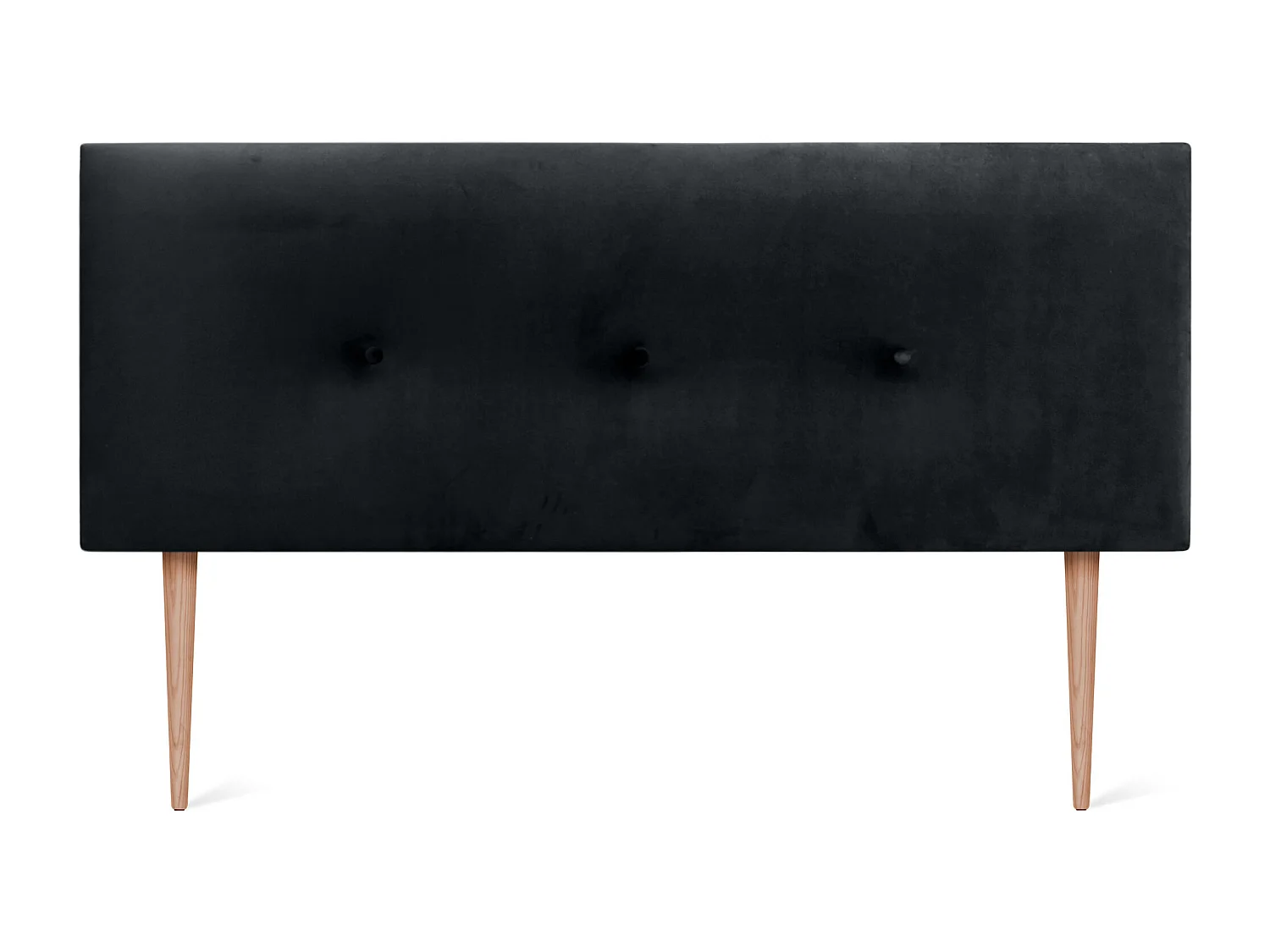 DHOME Tête de Lit Velours Lisse avec Boutons 150x115 avec Pieds de Lit 150/160 - Noir