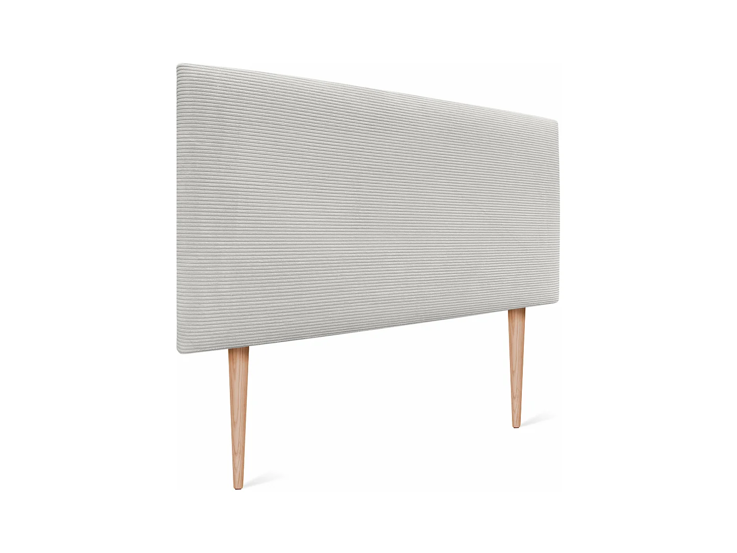DHOME Tête de Lit Velours Côtelé Uni 135x105 avec Pieds de Lit 120/135/140 - Blanc Os
