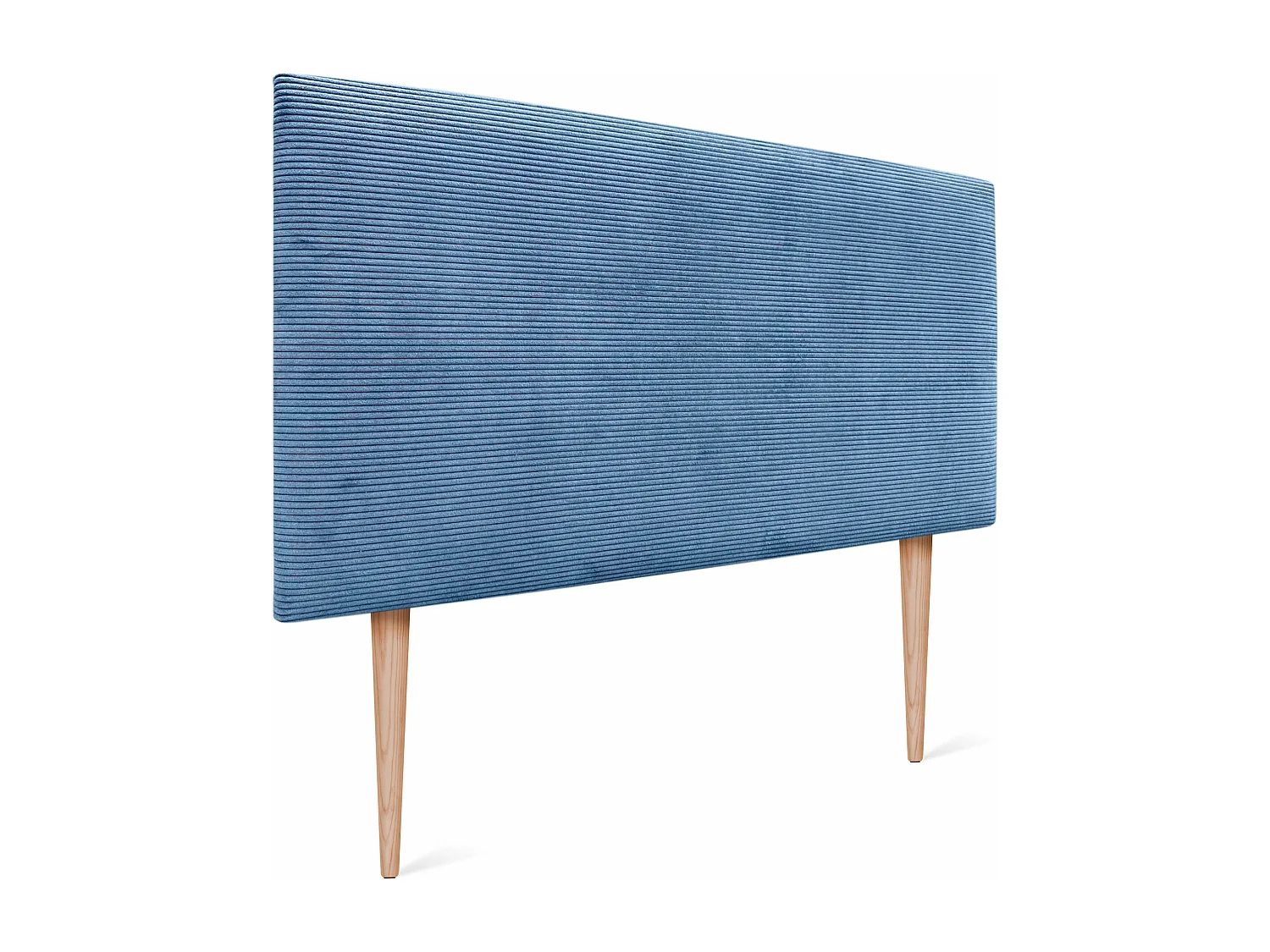 DHOME Tête de Lit Velours Côtelé Uni 110x105 avec Pieds de Lit 105 - Bleu