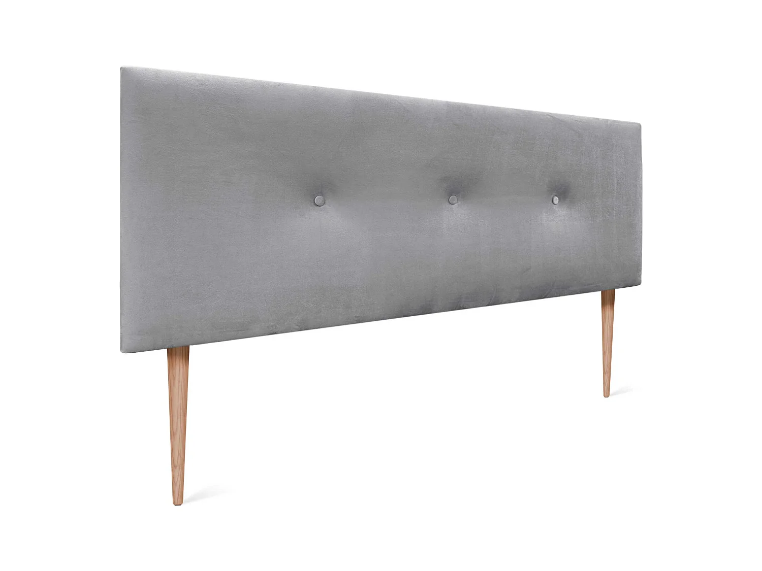 DHOME Tête de Lit Velours Lisse avec Boutons 145x115 avec Pieds de Lit 120/135/140 - Gris Clair