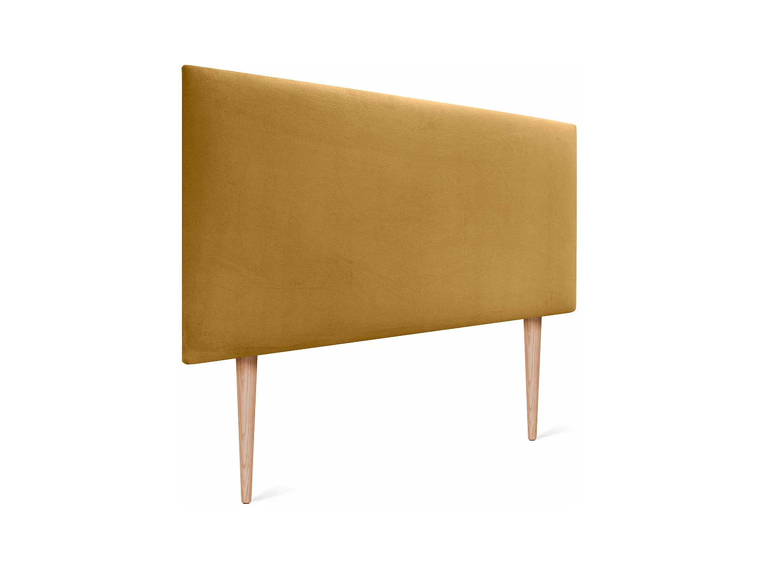 DHOME Tête de Lit Velours Lisse 105x115 avec Pieds de Lit 105 - Moutarde