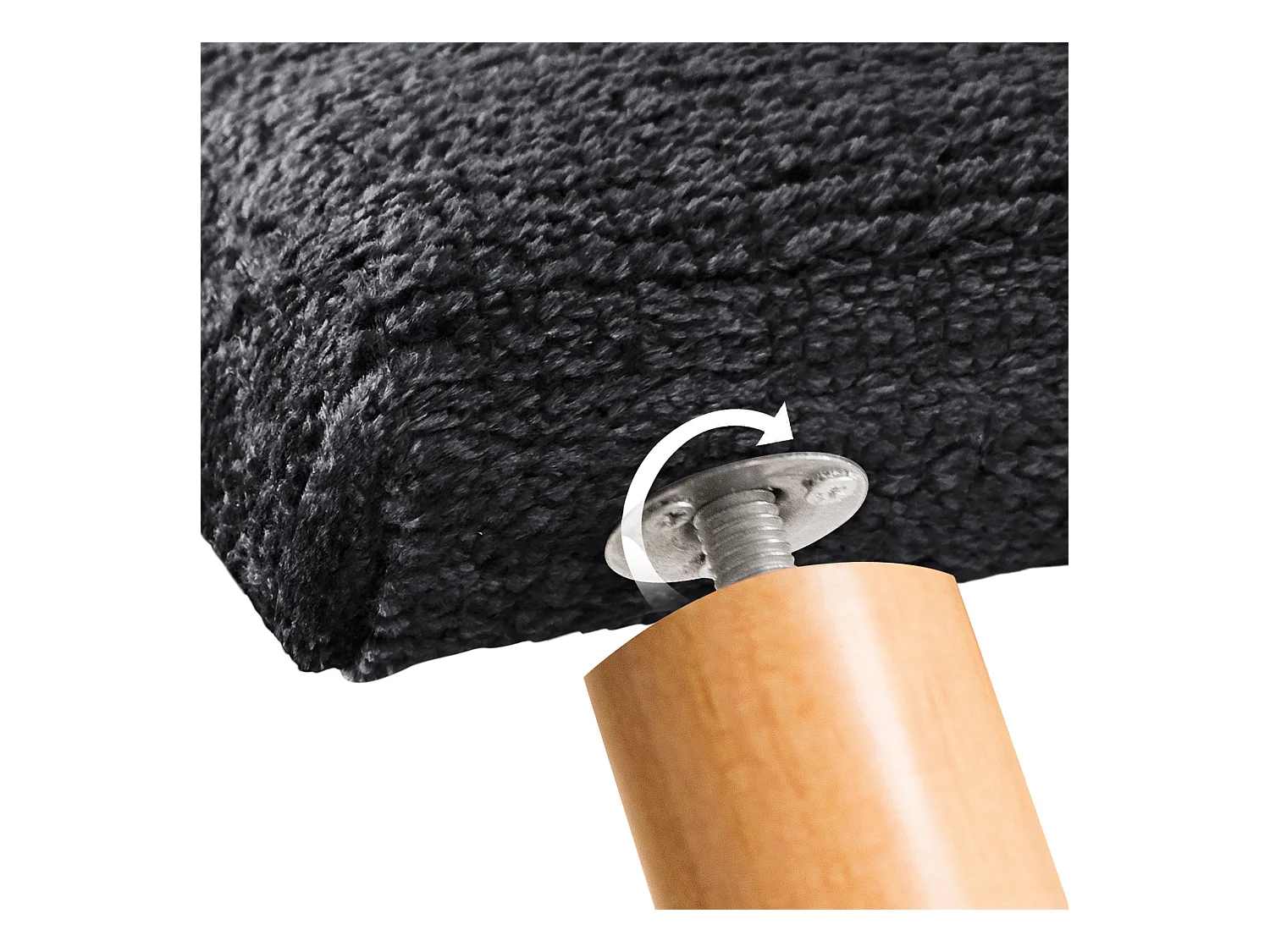 DHOME Tête de Lit Laine Naturelle 150x105cm avec Pieds de Lit 150 - Noir