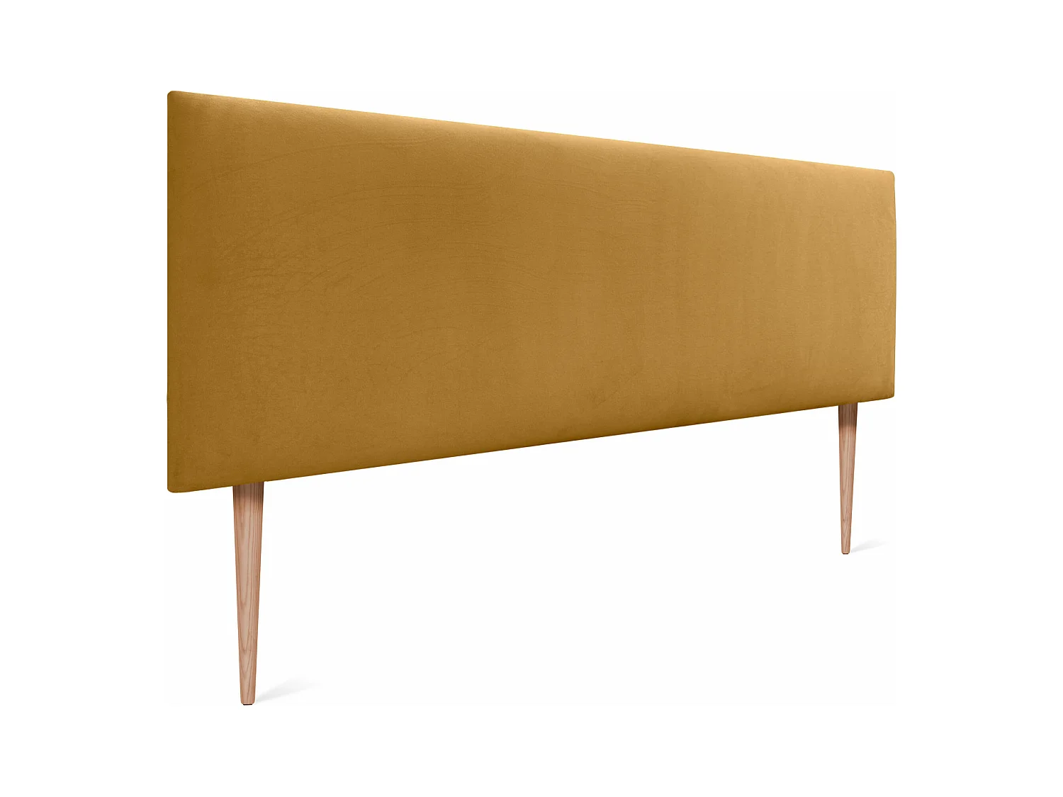 DHOME Tête de Lit Velours Lisse 135x115 avec Pieds de Lit 120/135/140 - Moutarde