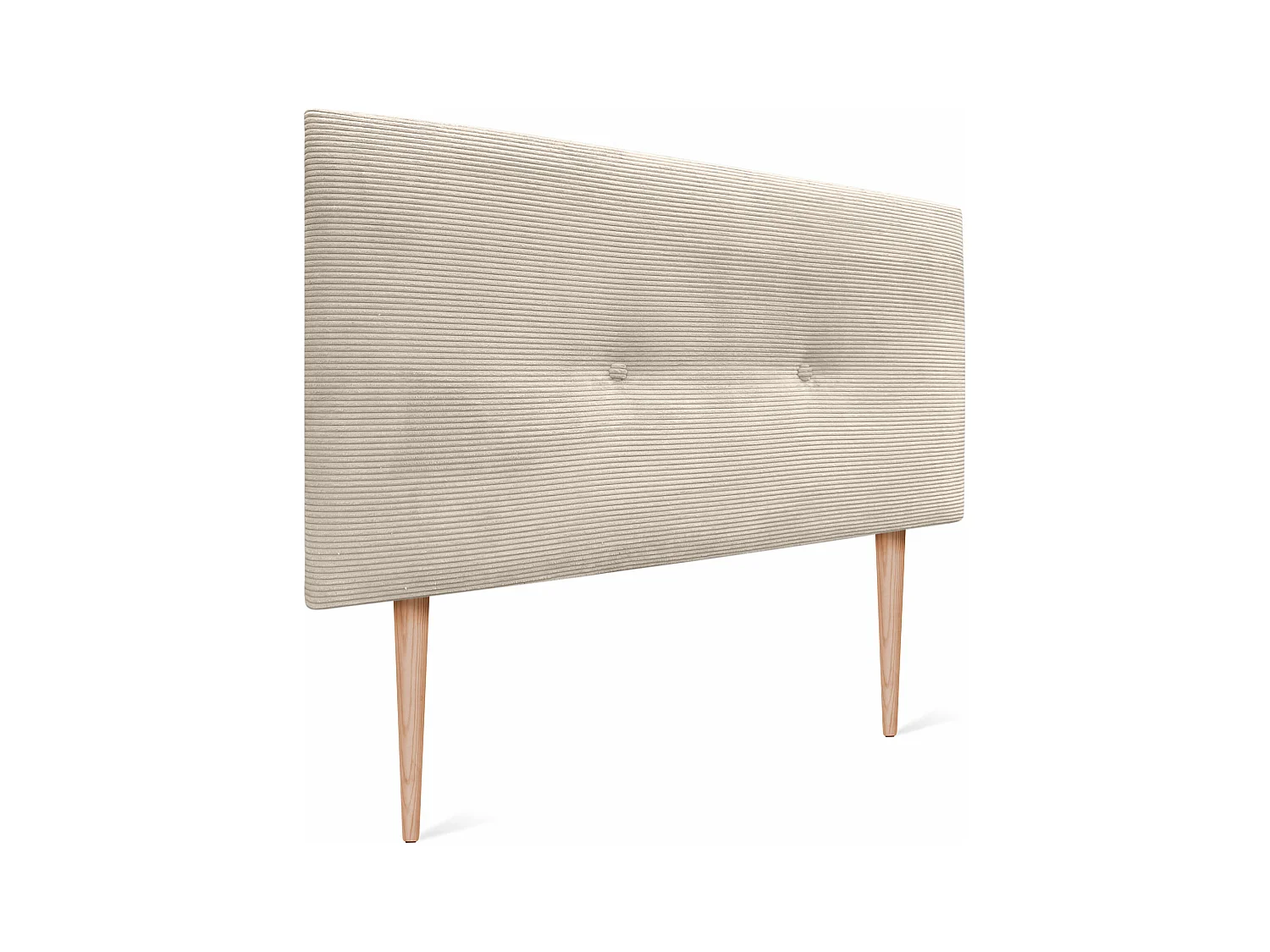 DHOME Einfarbiges Cord-Kopfteil mit Knöpfen 110x115 mit Bettbeinen 105 – Beige