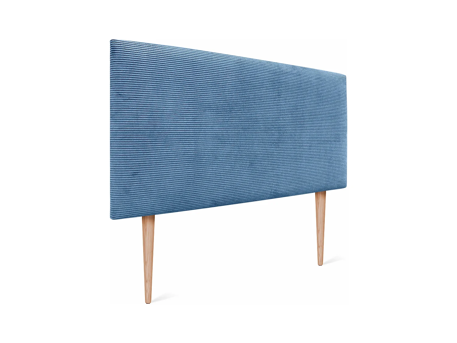DHOME Tête de Lit Velours Côtelé Uni 110x115 avec Pieds de Lit 105 - Bleu
