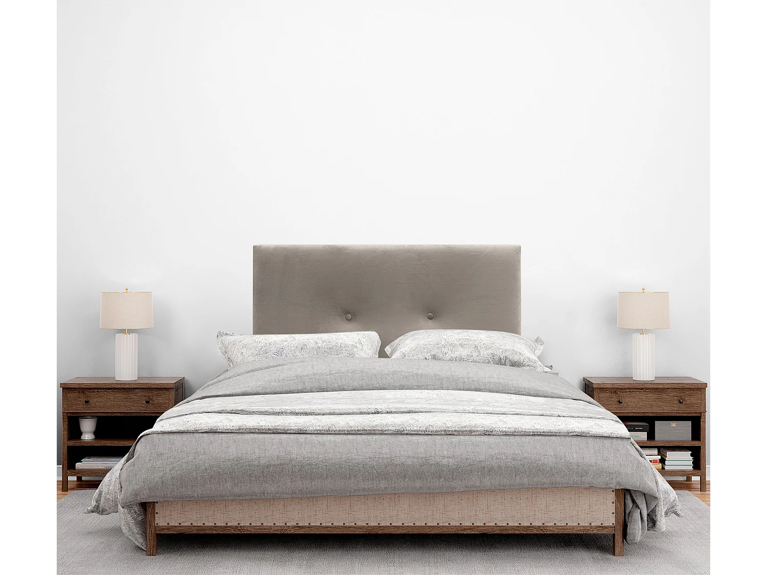 DHOME Tête de Lit Velours Lisse avec Boutons 110x105 avec Pieds de Lit 105 - Marron