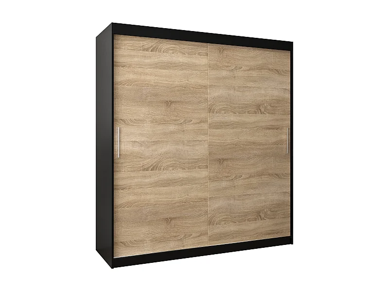 Schwebetürenschrank Tokyo 200/180/62 2-Türig (Schwarz/Sonoma)
