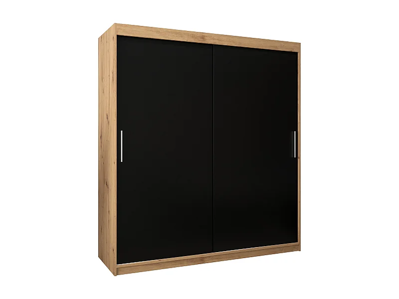 Armoire Tokyo À Portes Coulissantes 200/180/62 2 portes (Artisan/Noir)