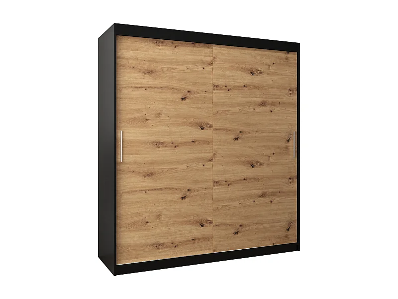 Schwebetürenschrank Tokyo 200/180/62 2-Türig (Schwarz/Artisan)