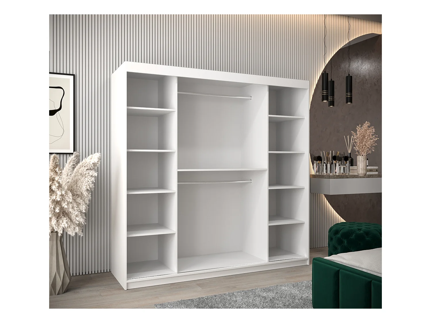 Armoire Tokyo À Portes Coulissantes 200/200/62 2 portes (Blanc/Artisan)