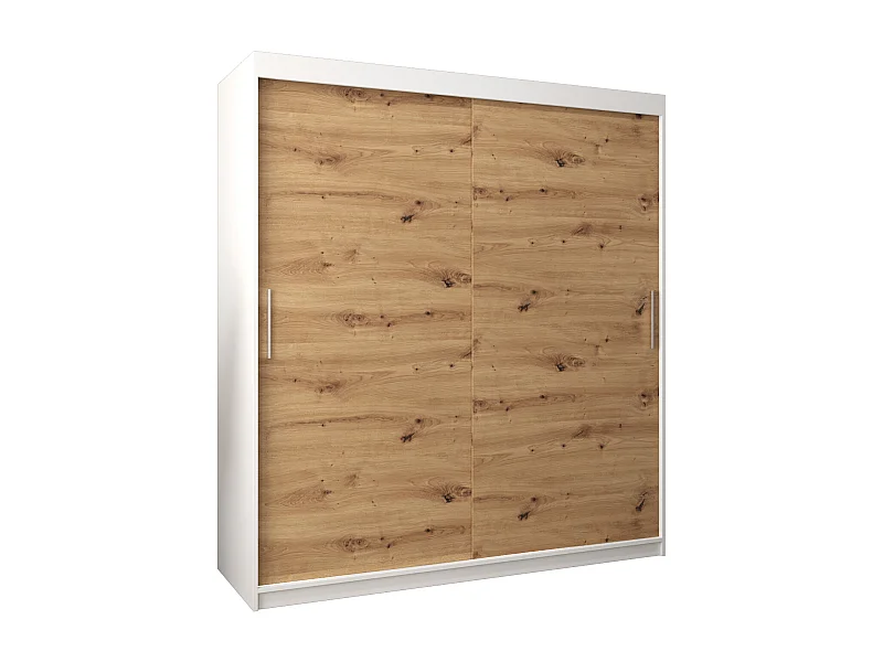 Armoire Tokyo À Portes Coulissantes 200/180/62 2 portes (Blanc/Artisan)