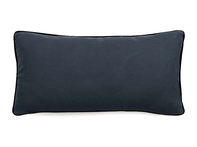 Housse de coussin PRELUDE 55x110 cm lin et coton lavé bleu Granit