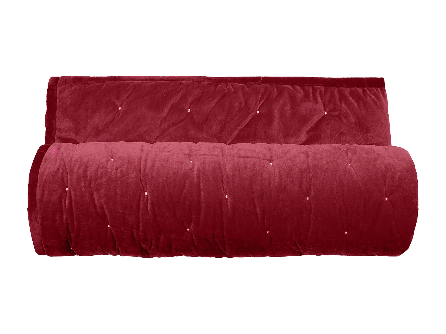 Couvre-lit 180x240 GIPSY velours piquage points brodés rose Pourpre