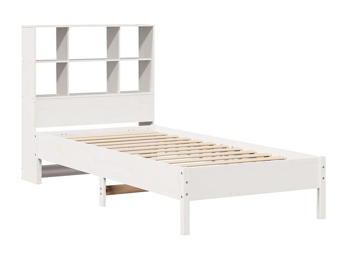 Bed met boekenkastukkenzonder matras grenenhout wit 90x190 cm