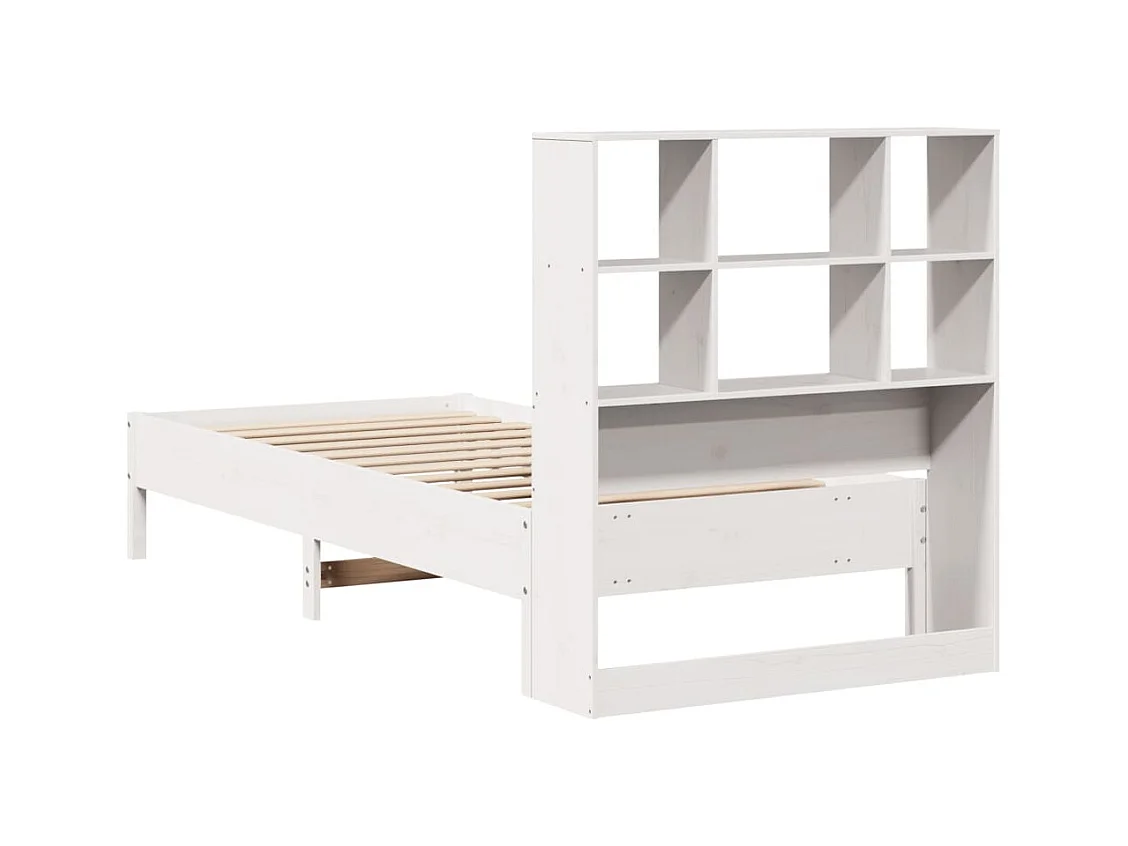 Bed met boekenkastukkenzonder matras grenenhout wit 90x190 cm