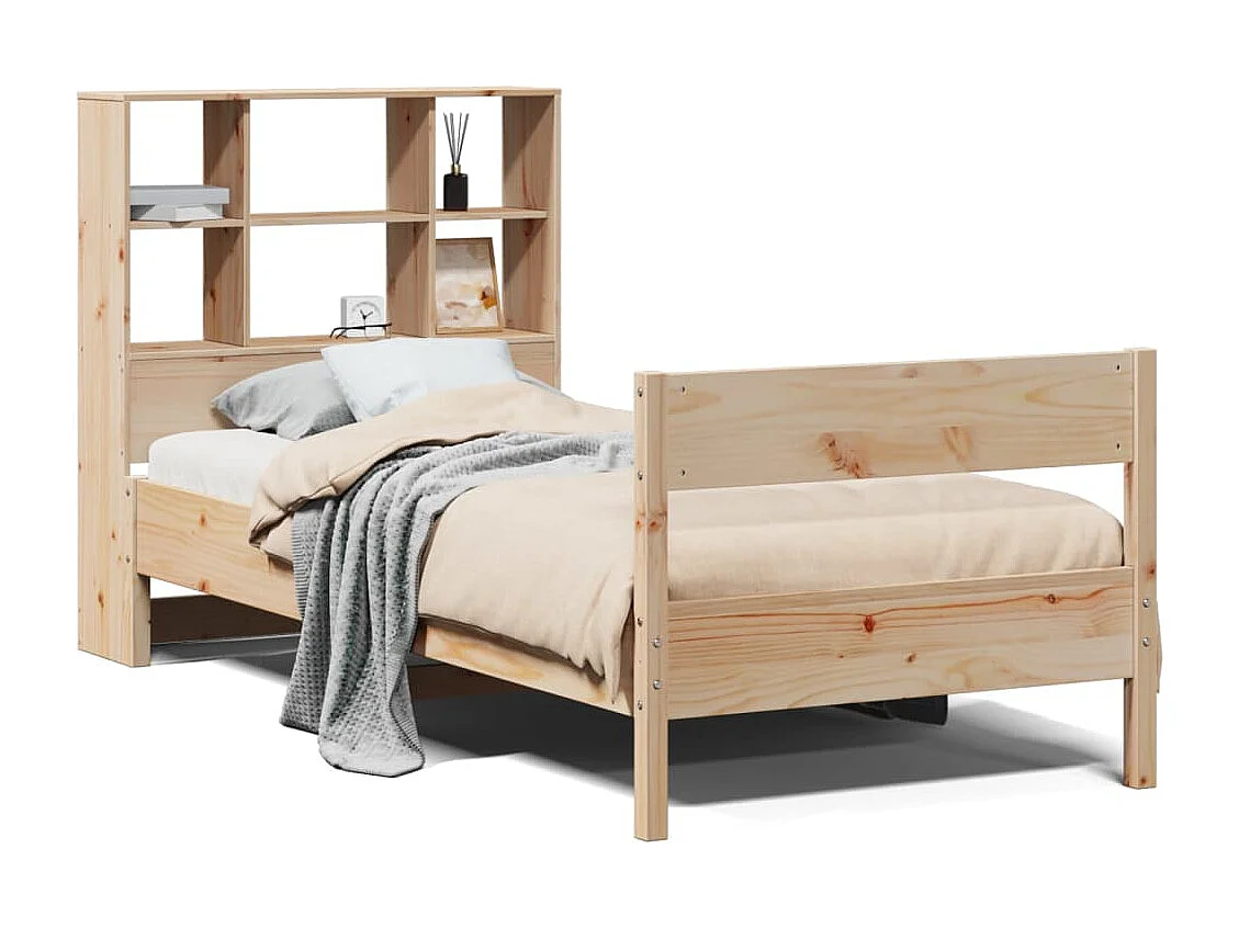 Lit bibliothèque sans matelas 75x190 cm bois de pin massif