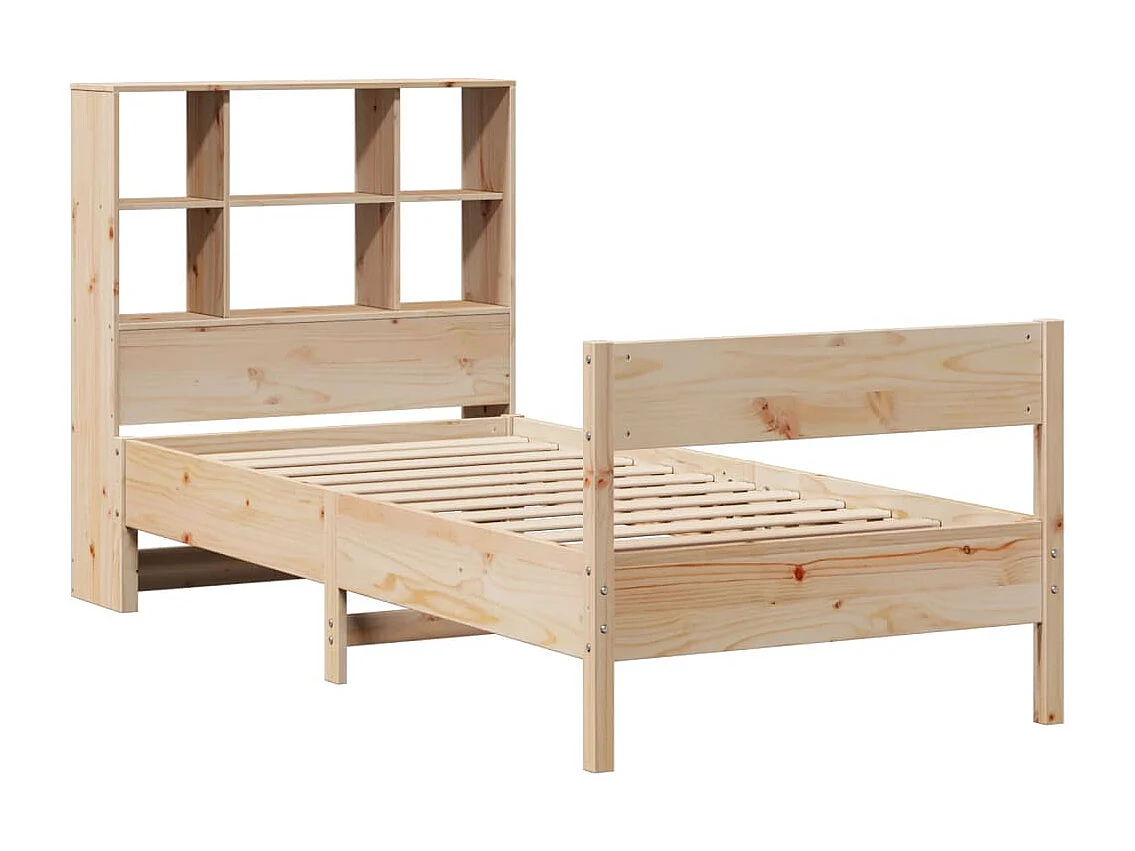 Lit bibliothèque sans matelas 75x190 cm bois de pin massif