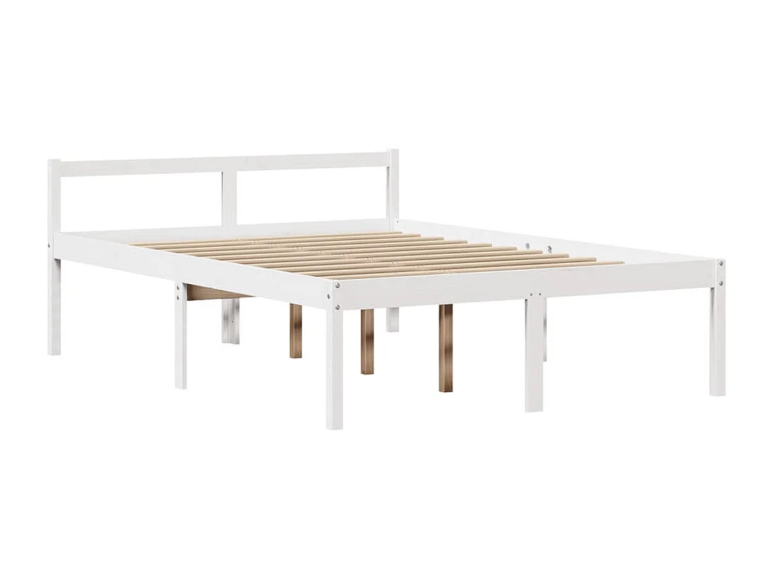 Seniorenbed met hoofdbord massief grenenhout wit 135x190 cm