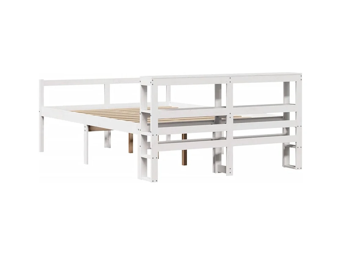 Seniorenbed met hoofdbord massief grenenhout wit 135x190 cm