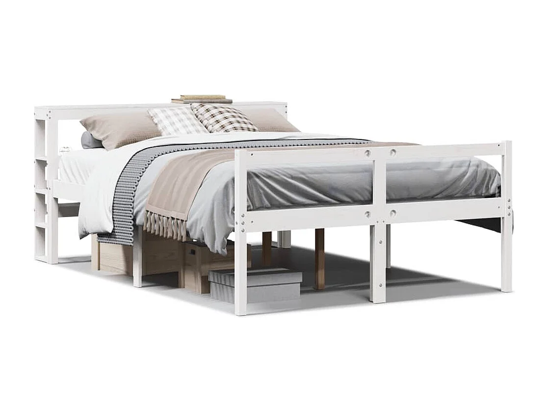 Cama para idosos com cabeceira 135x190 cm pinho maciço branco
