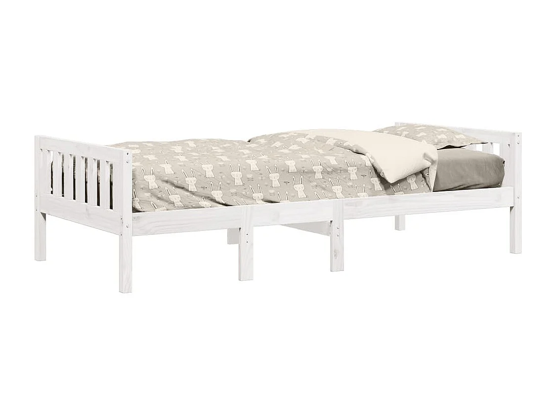 Cama para niños sin colchón madera maciza pino blanco 90x200 cm