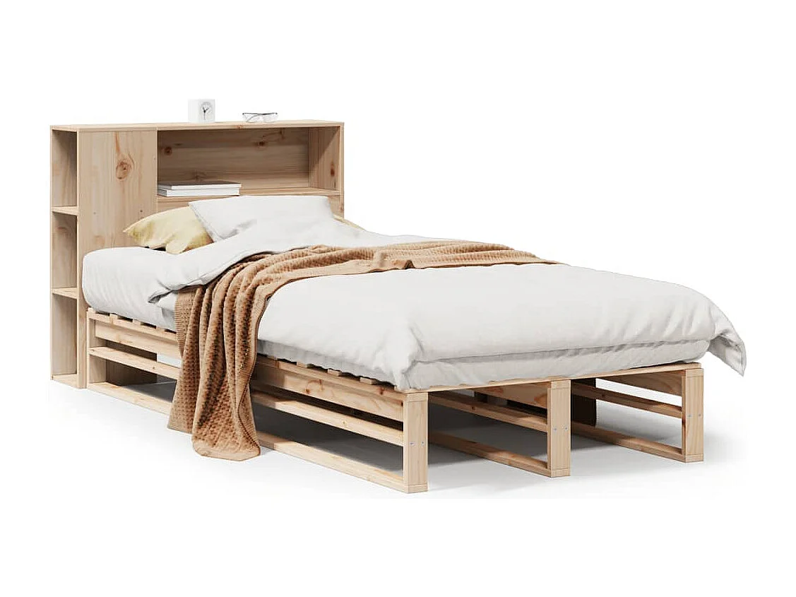 Cama con estantería sin colchón madera maciza 90x190 cm