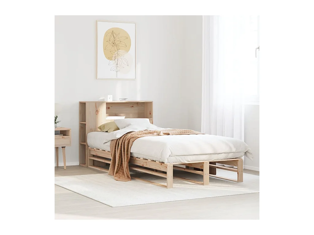 Bed met boekenkastukkenzonder matras massief hout 90x190 cm