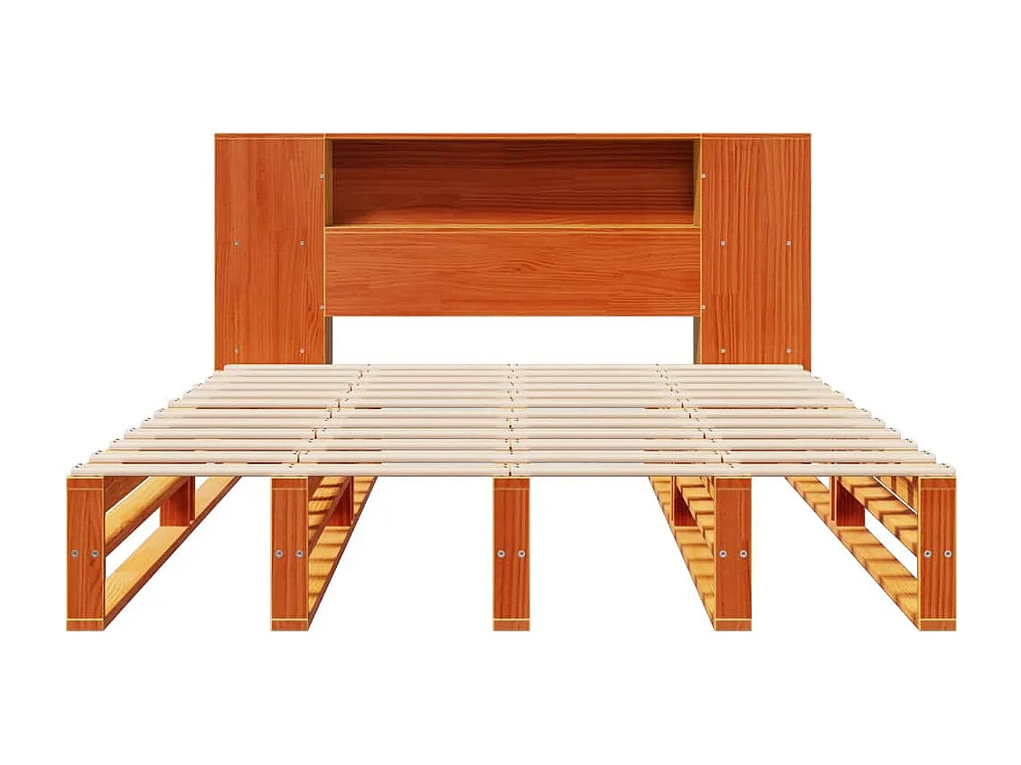 Bed met boekenkast zonder matras hout wasbruin 150x200 cm