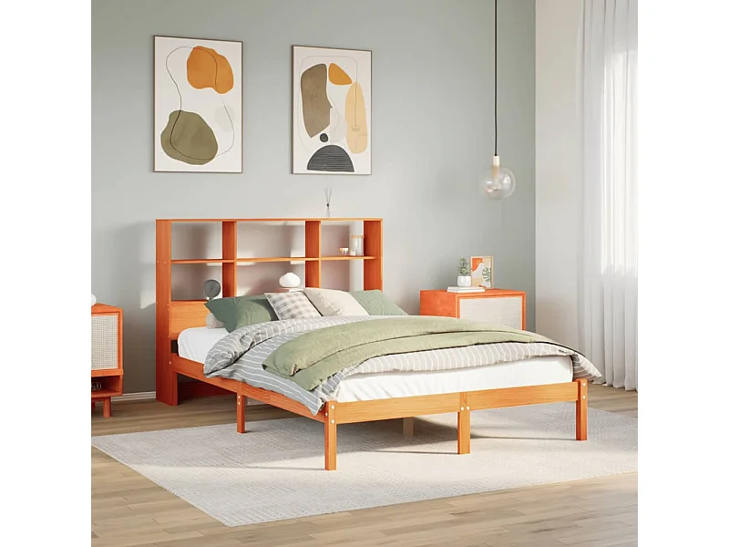 Cama com estante sem colchão 160x200 cm pinho maciço