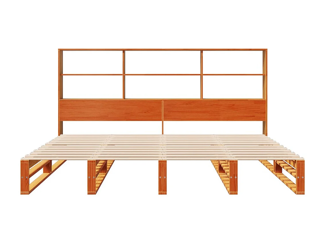 Cama sem colchão 200x200 cm madeira maciça castanho-mel