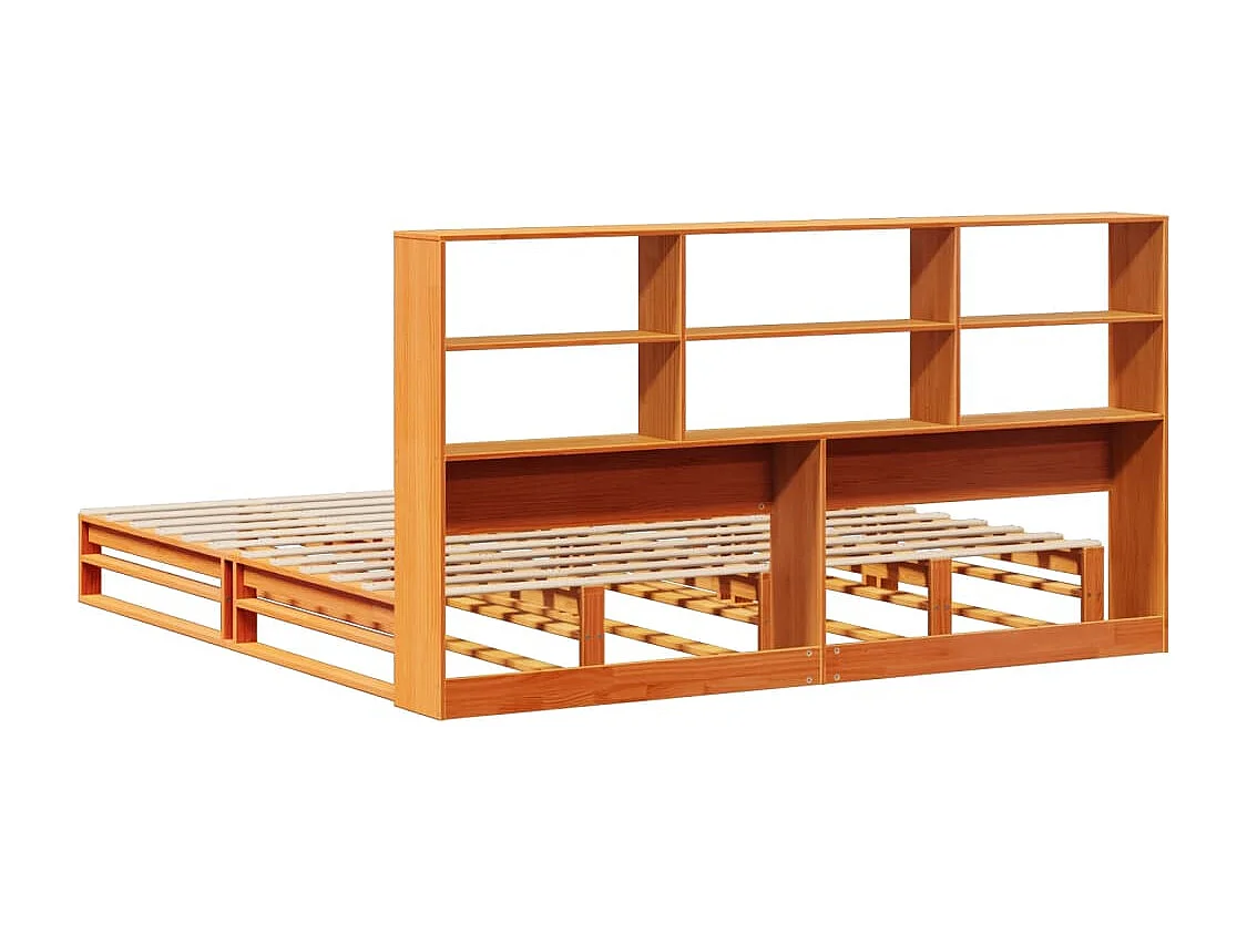 Cama sem colchão 200x200 cm madeira maciça castanho-mel