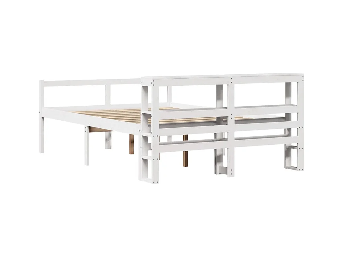 Seniorenbed met hoofdbord massief grenenhout wit 150x200 cm