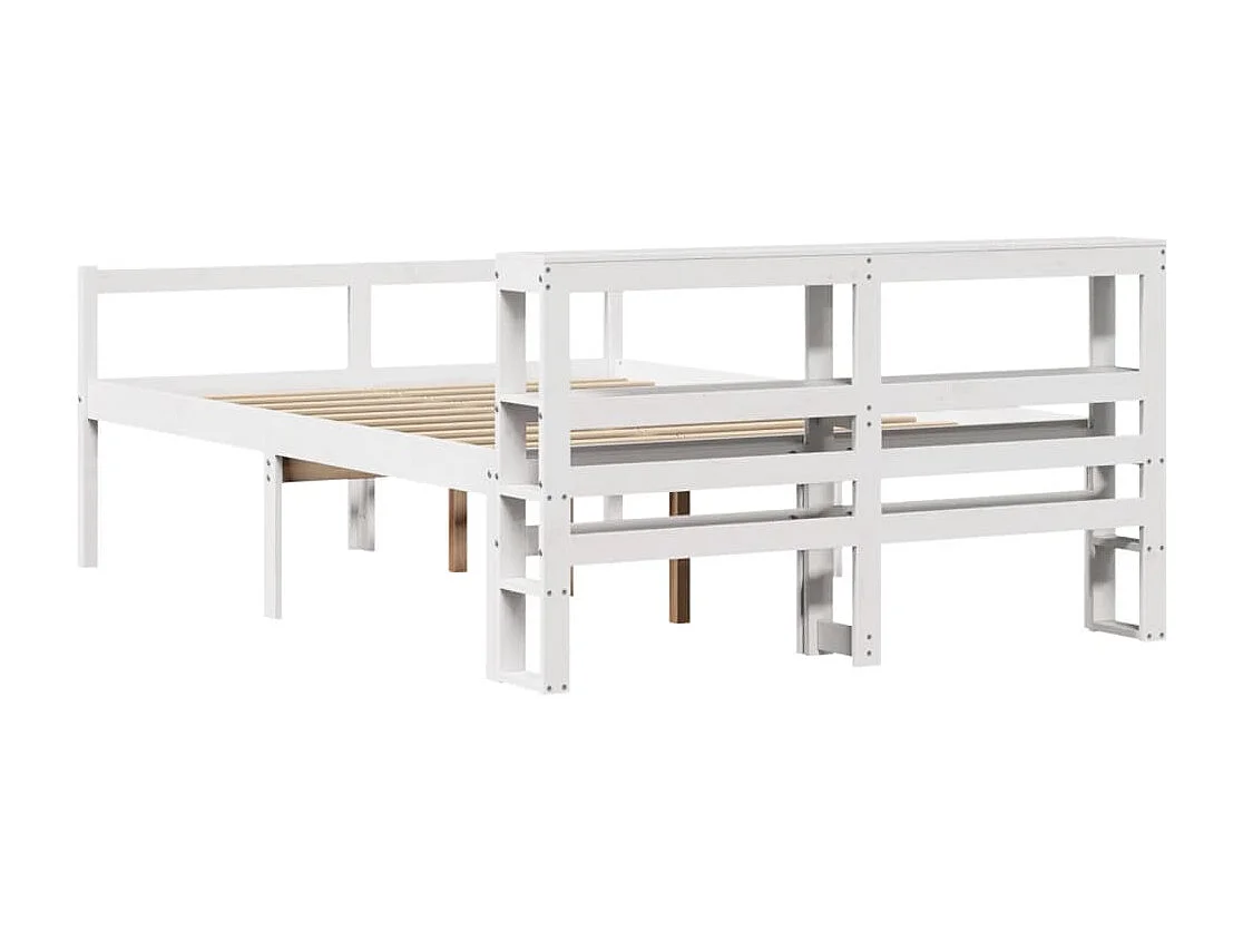 Seniorenbed met hoofdbord massief grenenhout wit 150x200 cm