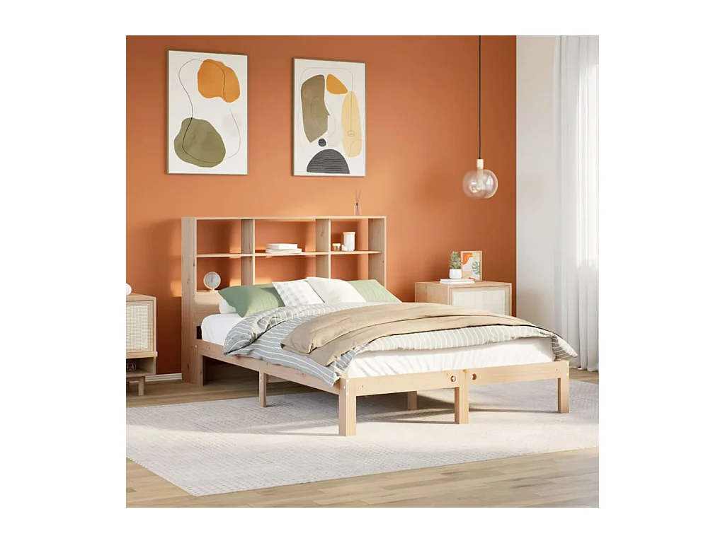 Bed met boekenkastukkenzonder matras massief grenenhout 160x200 cm