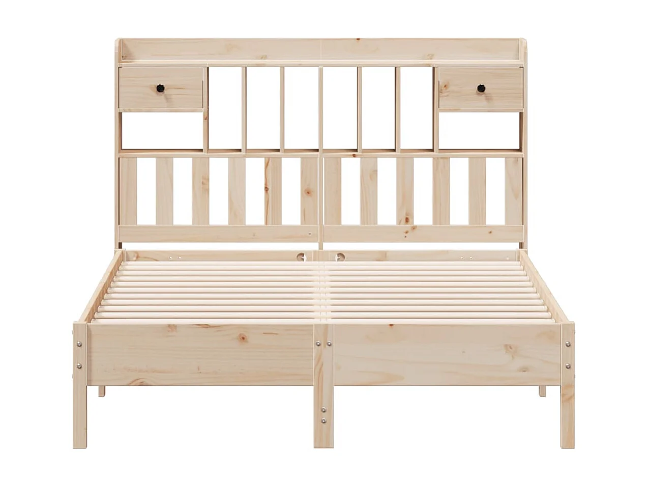 Cama con estantería sin colchón madera maciza de pino 150x200cm