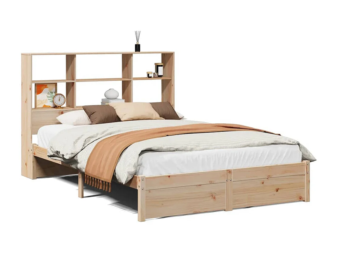 Bed met boekenkastukkenzonder matras massief grenenhout 150x200 cm