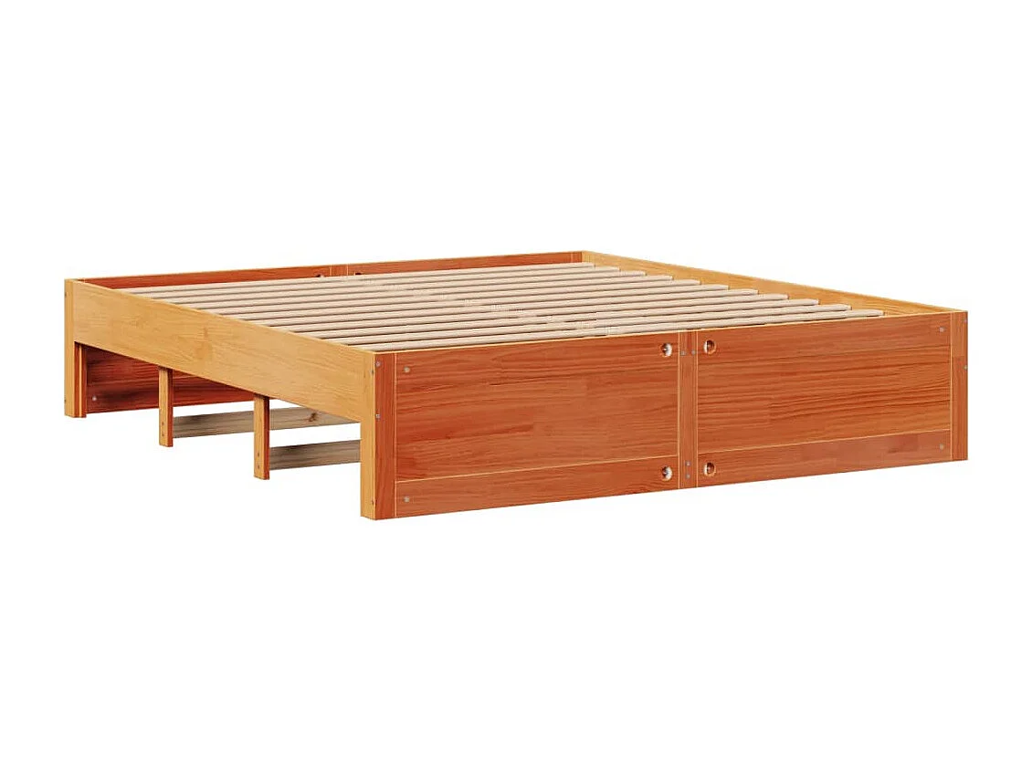 Lit bibliothèque sans matelas cire marron 200x200 cm pin massif
