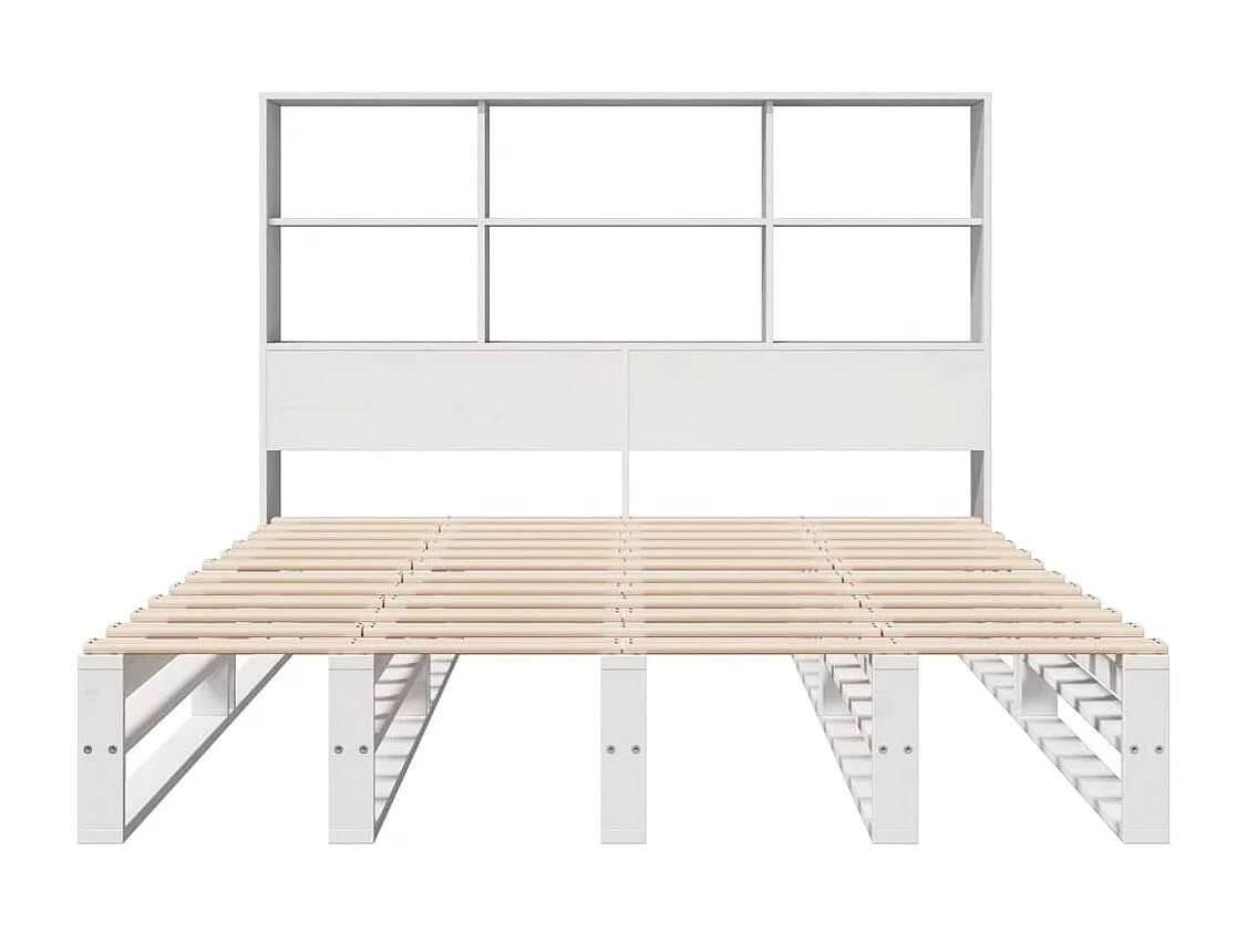 Cama com estante sem colchão 140x200 cm madeira maciça branco