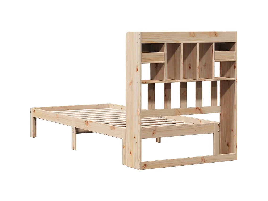 Cama con estantería sin colchón madera maciza de pino 90x190 cm